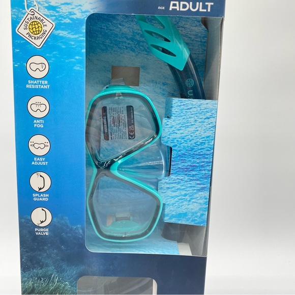 U.S. Divers Playa Adult Snorkeling Combo with Mask and Snorkel Included, Teal - Picture 3 of 4